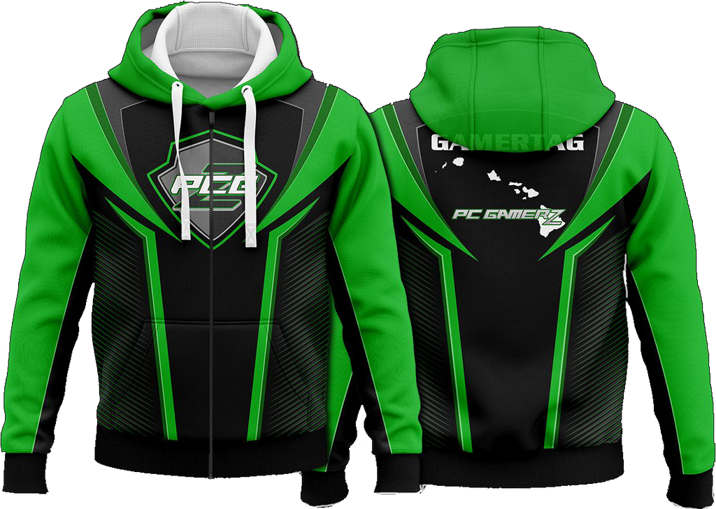 PCGz Green Zip Up Hoodie